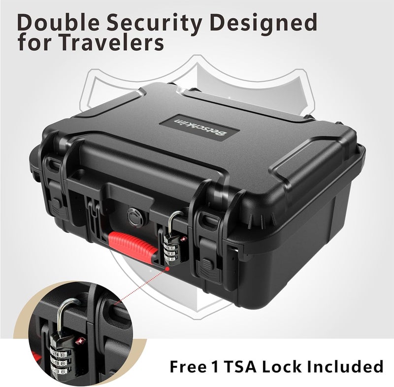 Betschkim Pistol Gun Case for Handguns – Holds Multiple Handguns Case & Mags | TSA Approved Waterproof Hard Shell Pistol Case with Pre-Cut Foam, Heavy Duty Protection for Storage - Image 3